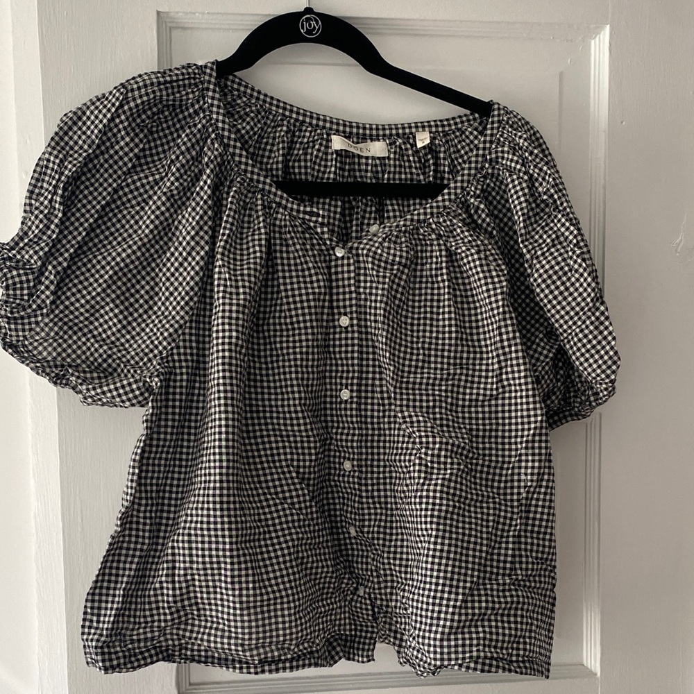 Doen Black and White Gingham Top